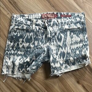 Lucky Brand Blue and White Jean Shorts with Frayed Hem size 10/30 ‘Legend Capri’